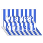 Vertical Stripes - White and Royal Blue Merry Xmas 3D Greeting Card (8x4)