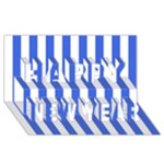 Vertical Stripes - White and Royal Blue Happy New Year 3D Greeting Card (8x4)