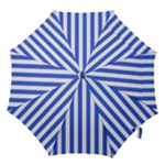 Vertical Stripes - White and Royal Blue Hook Handle Umbrella (Medium)