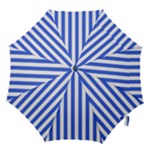 Vertical Stripes - White and Royal Blue Hook Handle Umbrella (Small)