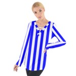 Vertical Stripes - White and Blue Women s Tie Up Tee