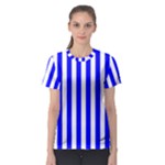 Vertical Stripes - White and Blue Women s Sport Mesh Tee