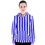 Vertical Stripes - White and Blue Women s Zipper Hoodie