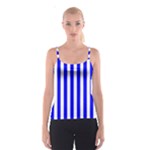 Vertical Stripes - White and Blue Spaghetti Strap Top