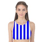 Vertical Stripes - White and Blue Tank Bikini Top