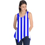 Vertical Stripes - White and Blue Sleeveless Tunic