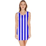 Vertical Stripes - White and Blue Bodycon Dress