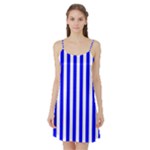 Vertical Stripes - White and Blue Satin Night Slip