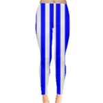 Vertical Stripes - White and Blue Women s Leggings