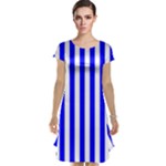 Vertical Stripes - White and Blue Cap Sleeve Nightdress