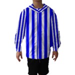 Vertical Stripes - White and Blue Hooded Wind Breaker (Kids)