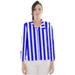 Vertical Stripes - White and Blue Wind Breaker (Women)