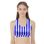 Vertical Stripes - White and Blue Women s Sports Bra with Border