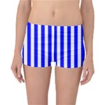 Vertical Stripes - White and Blue Reversible Boyleg Bikini Bottoms