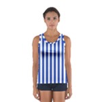 Vertical Stripes - White and Cerulean Blue Women s Sport Tank Top