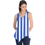 Vertical Stripes - White and Cerulean Blue Sleeveless Tunic