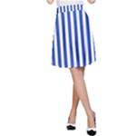 Vertical Stripes - White and Cerulean Blue A-Line Skirt