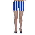 Vertical Stripes - White and Cobalt Blue Skinny Shorts