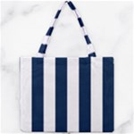 Vertical Stripes - White and Oxford Blue Mini Tote Bag