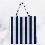 Vertical Stripes - White and Oxford Blue Grocery Tote Bag