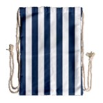 Vertical Stripes - White and Oxford Blue Drawstring Bag (Large)