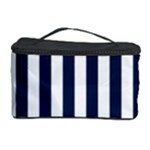 Vertical Stripes - White and Oxford Blue Cosmetic Storage Case