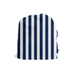 Vertical Stripes - White and Oxford Blue Drawstring Pouch (L)