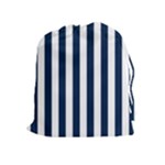 Vertical Stripes - White and Oxford Blue Drawstring Pouch (XL)