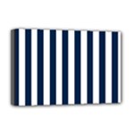 Vertical Stripes - White and Oxford Blue Deluxe Canvas 18  x 12  (Stretched)