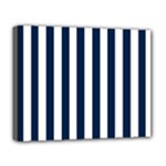 Vertical Stripes - White and Oxford Blue Deluxe Canvas 20  x 16  (Stretched)