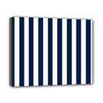 Vertical Stripes - White and Oxford Blue Canvas 10  x 8  (Stretched)