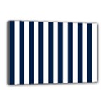 Vertical Stripes - White and Oxford Blue Canvas 18  x 12  (Stretched)