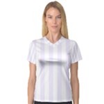 Vertical Stripes - White and Pastel Violet Women s V-Neck Sport Mesh Tee