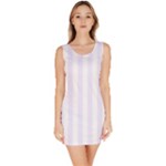 Vertical Stripes - White and Pastel Violet Bodycon Dress