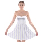 Vertical Stripes - White and Pastel Violet Strapless Bra Top Dress