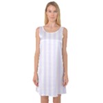 Vertical Stripes - White and Pastel Violet Sleeveless Satin Nightdress