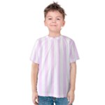 Vertical Stripes - White and Pale Thistle Violet Kid s Cotton Tee