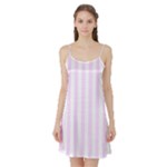 Vertical Stripes - White and Pale Thistle Violet Satin Night Slip