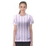 Vertical Stripes - White and Thistle Violet Women s Sport Mesh Tee