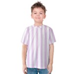 Vertical Stripes - White and Thistle Violet Kid s Cotton Tee