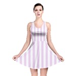 Vertical Stripes - White and Thistle Violet Reversible Skater Dress