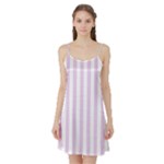 Vertical Stripes - White and Thistle Violet Satin Night Slip