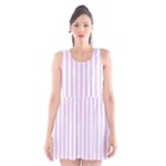 Vertical Stripes - White and Thistle Violet Scoop Neck Skater Dress