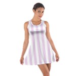 Vertical Stripes - White and Thistle Violet Cotton Racerback Dress