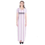 Vertical Stripes - White and Thistle Violet Short Sleeve Maxi Dress