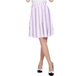 Vertical Stripes - White and Thistle Violet A-Line Skirt