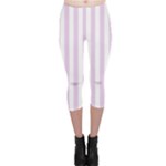 Vertical Stripes - White and Thistle Violet Capri Leggings