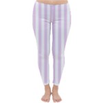 Vertical Stripes - White and Thistle Violet Winter Leggings