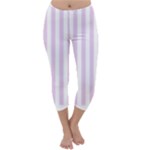 Vertical Stripes - White and Thistle Violet Capri Winter Leggings