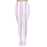 Vertical Stripes - White and Thistle Violet Women s Tights